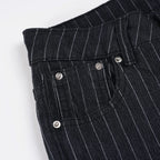 Scene Women’s Black Pinstripe Low-Rise Bootcut Jeans