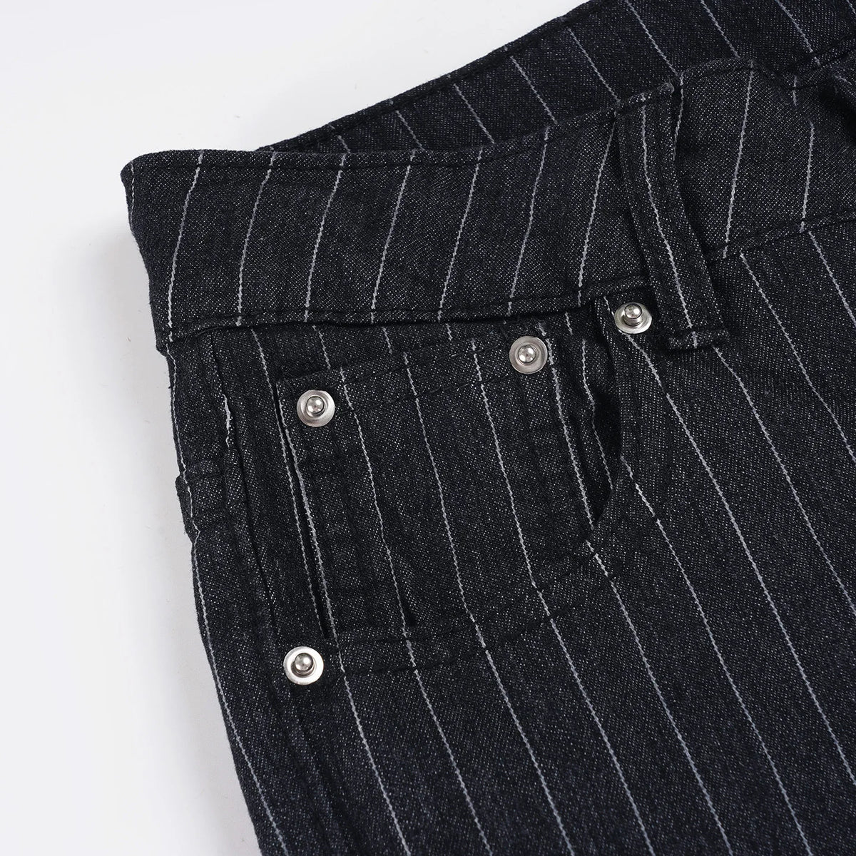 Scene Women’s Black Pinstripe Low-Rise Bootcut Jeans