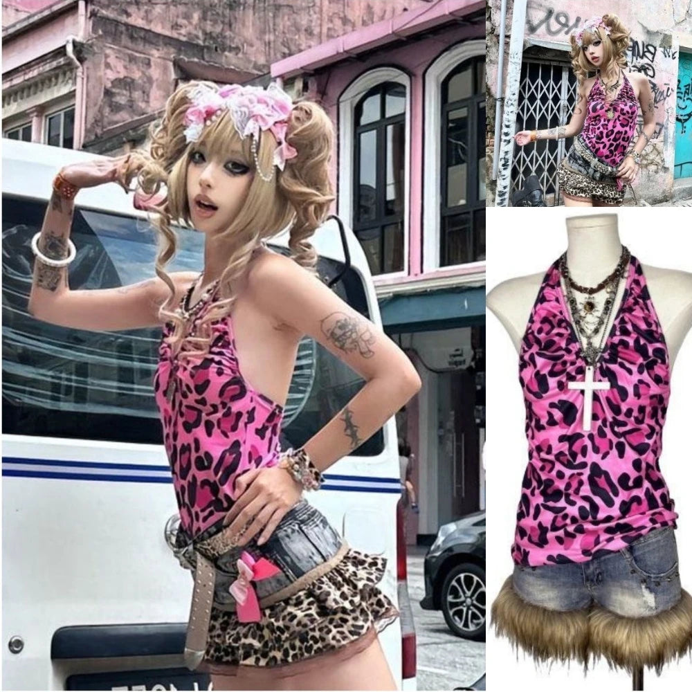 Scene Women's Leopard-Print Lace-Trim Camisole Top