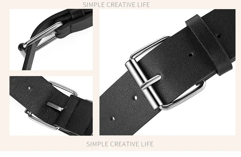 Scene Women's 3.8 cm Studded PU Belt with Metal Buckle