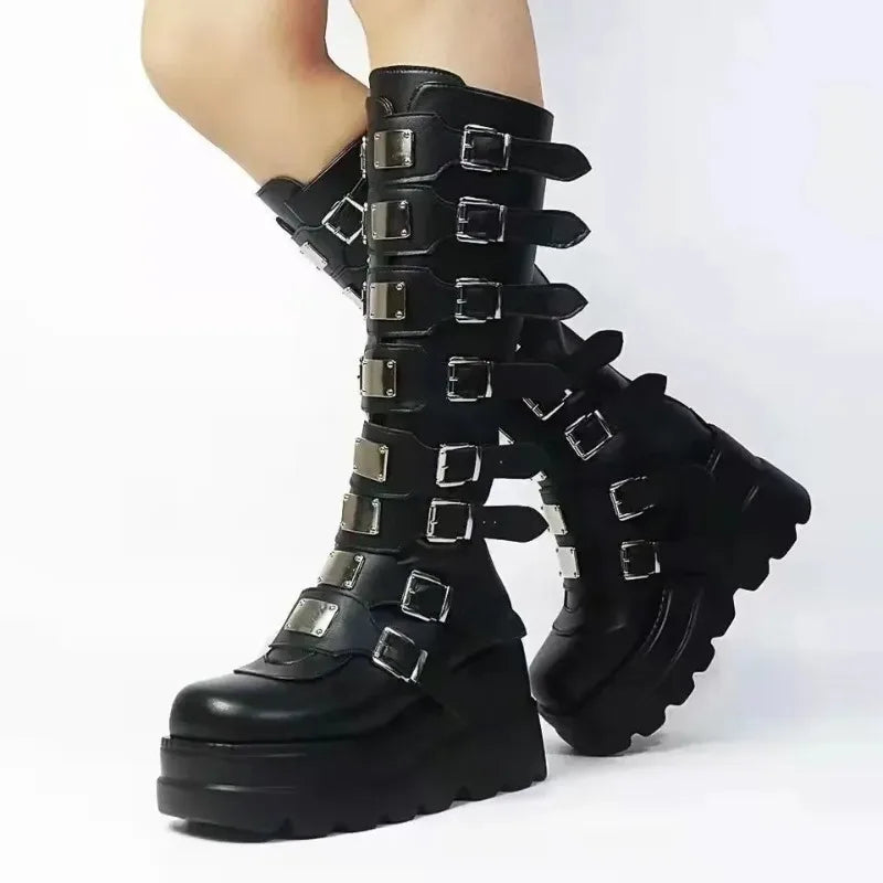 Scene Women's Buckle-Detail Platform Boots