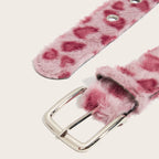 Scene Animal-Print Faux-Fur Belt with Silver Buckle