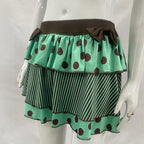 Scene Women's Polka-Dot & Stripe Ruffle Mini Skirt with Bow Waist