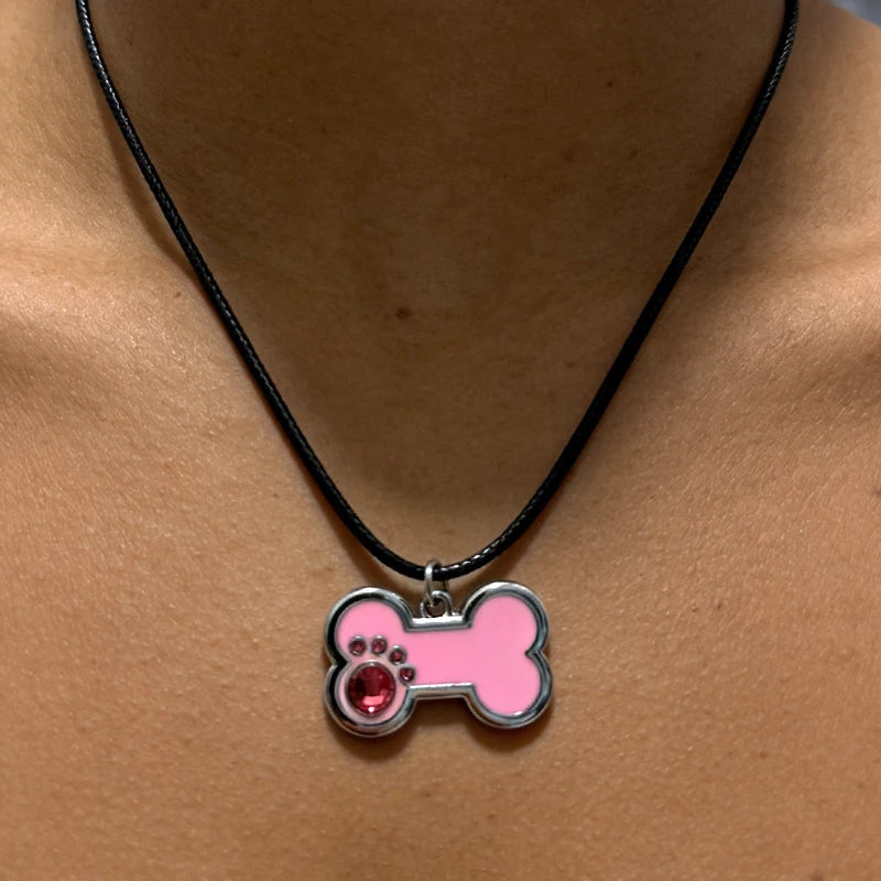 Scene Pink Crystal Bone Pendant Necklace