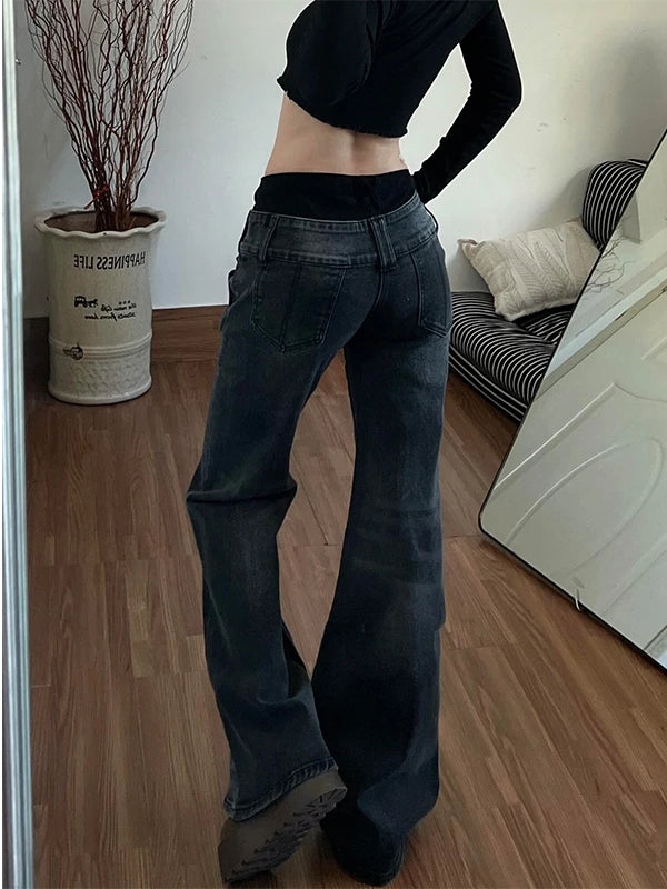 Scene Women's Low-Rise Washed Micro-Flare Jeans