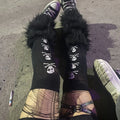 Scene Black Skull Print Knee-High Socks