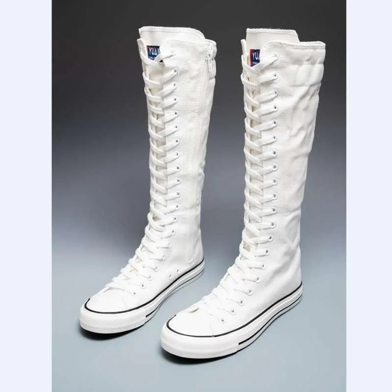 Scene Women's Knee-High Canvas Lace-Up Boots