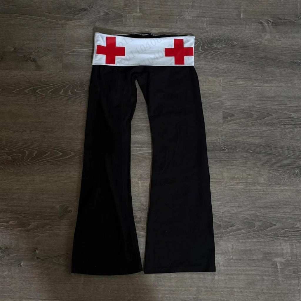 Scene Women's Black Wide-Leg Skull-and-Crossbones Graphic Pants