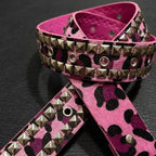 Scene Studded PU Belt with Pyramid Rivets and Metal Buckle