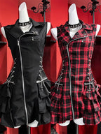 Scene Gothic Sleeveless Mini Dress with Ruffle Hem