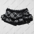 Scene Women's Black and White Plaid Lace-Trim Mini Skirt