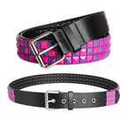 Scene Pink & Purple Studded PU Belt with Silver-Tone Buckle, 110 cm