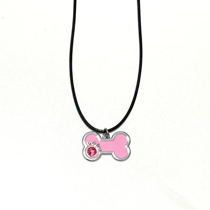 Scene Pink Crystal Bone Pendant Necklace