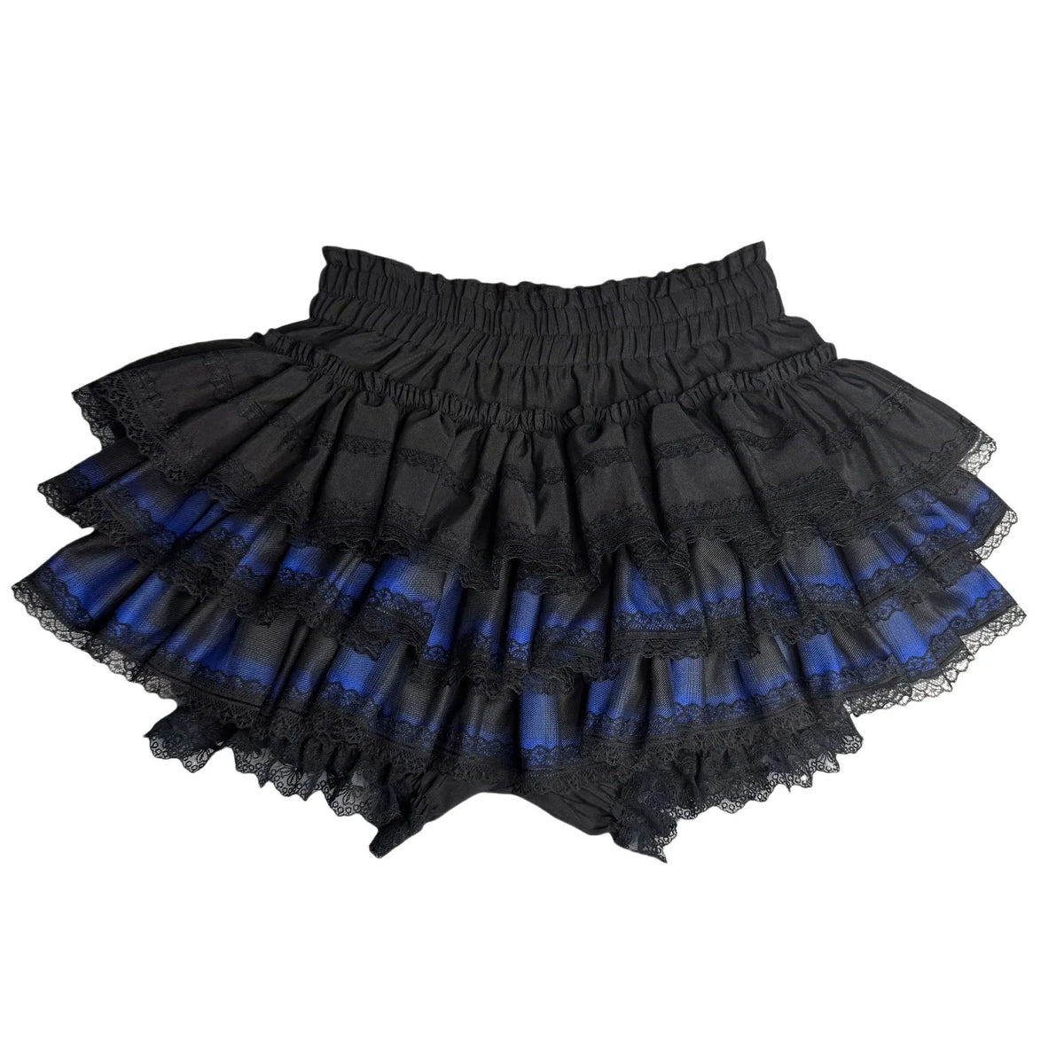 Scene Black Lace-Trimmed Plaid Ruffle Skirt