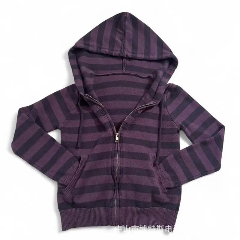 Scene Women’s Purple Striped Zip-Up Hoodie