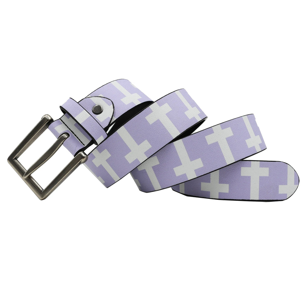 Scene Purple Geometric Cross Pattern PU Belt with Metal Buckle