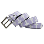 Scene Purple Geometric Cross Pattern PU Belt with Metal Buckle
