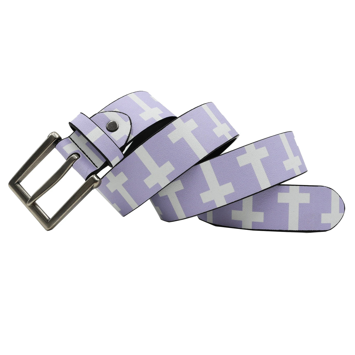 Scene Purple Geometric Cross Pattern PU Belt with Metal Buckle