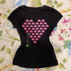Scene Black Pixel Kitty Graphic T-Shirt
