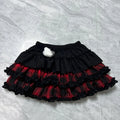 Scene Black and Red Plaid Layered Ruffle Mini Skirt