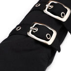 Scene Black Fingerless Gloves with Triple Buckle Straps