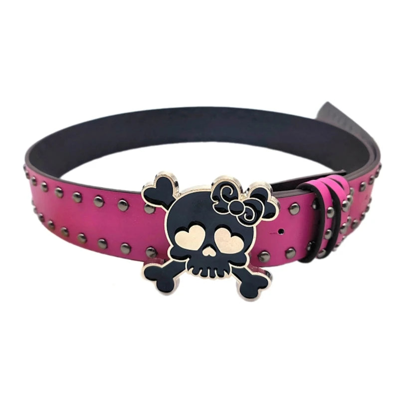 Scene Skull Studded PU Belt with Rivets