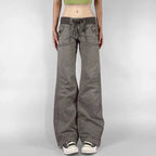 Scene Women’s Black Pinstripe Low-Rise Bootcut Jeans