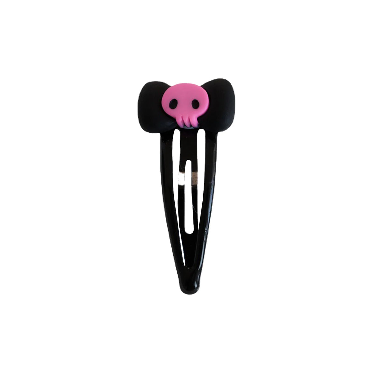 Scene Gothic Pink Skull Bow Hair Clips – Black Snap Barrettes