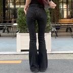 Scene Women’s Black Pinstripe Low-Rise Bootcut Jeans
