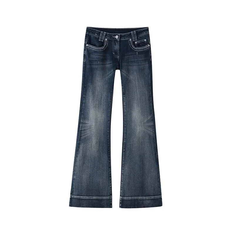Scene Women's Low-Rise Wide-Leg Washed Jeans