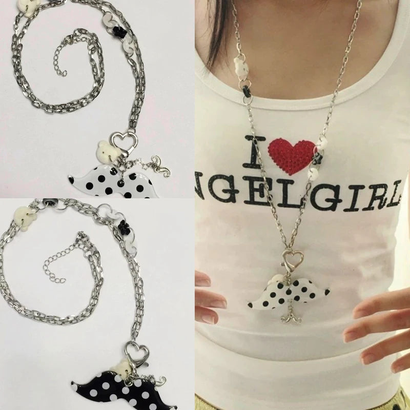 Scene Polka Dot Moustache Pendant Necklace