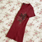 Scene Women's Red Butterfly Print Short-Sleeve T-Shirt