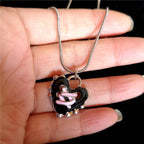 Scene Gothic Heart Pendant Necklace with Silver Chain or Black Cord