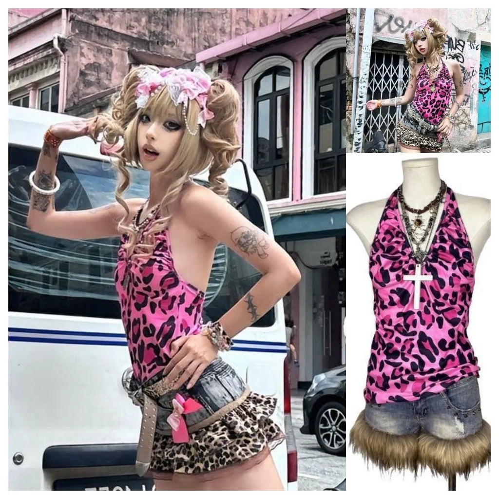 Scene Women's Leopard-Print Lace-Trim Camisole Top