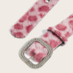 Scene Animal-Print Faux-Fur Belt with Silver Buckle