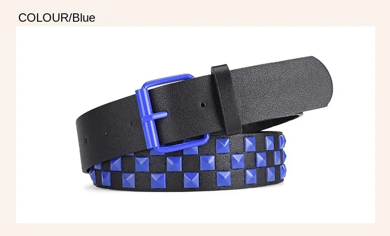 Scene Women's 3.8 cm Studded PU Belt with Metal Buckle