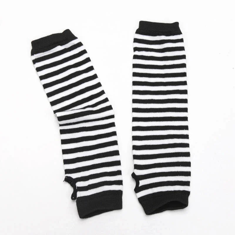 Scene Striped Knit Fingerless Arm Warmers – 32 cm