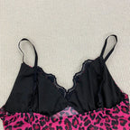 Scene Pink Leopard Print Lace-Trim Camisole Top