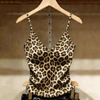 Scene Women's Leopard-Print Lace-Trim Camisole Top