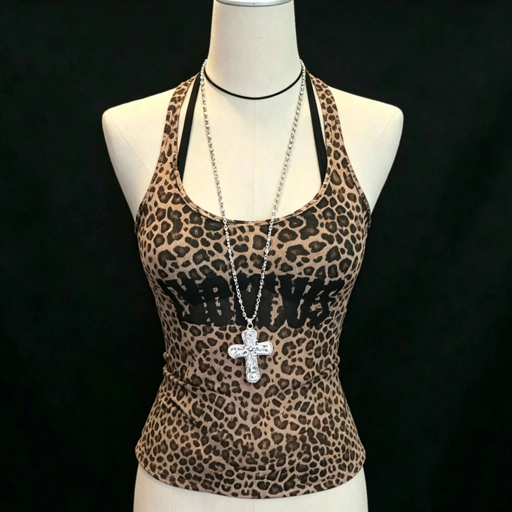 Scene Women's Leopard-Print Lace-Trim Camisole Top