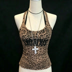 Scene Women's Leopard-Print Lace-Trim Camisole Top