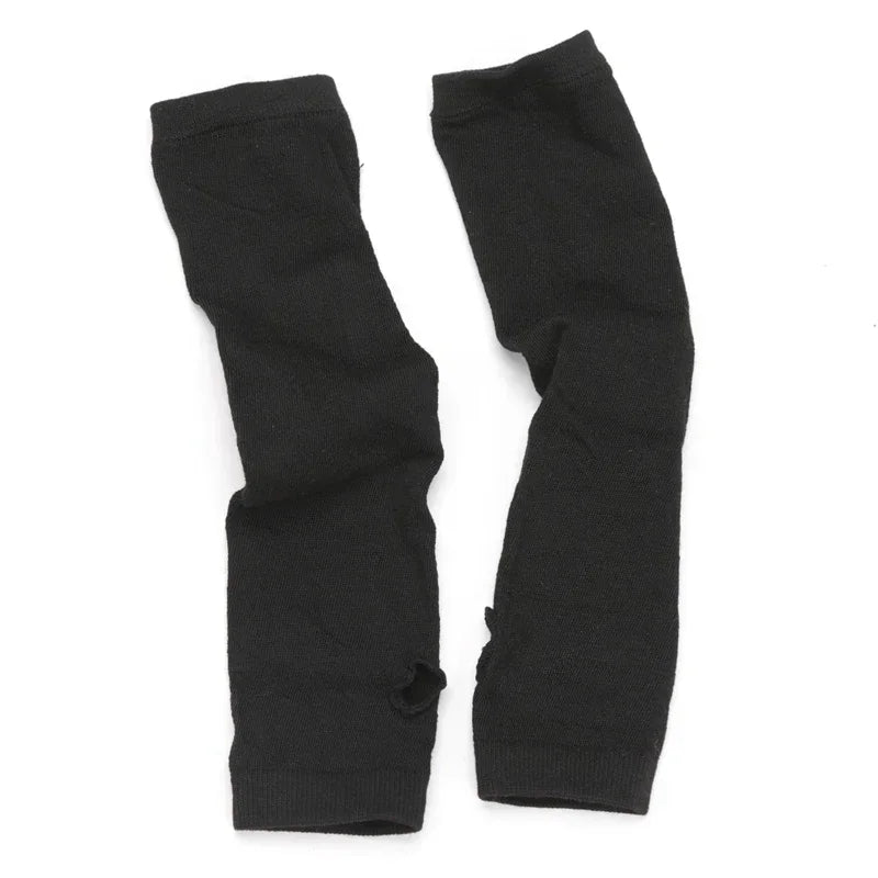 Scene Striped Knit Fingerless Arm Warmers – 32 cm