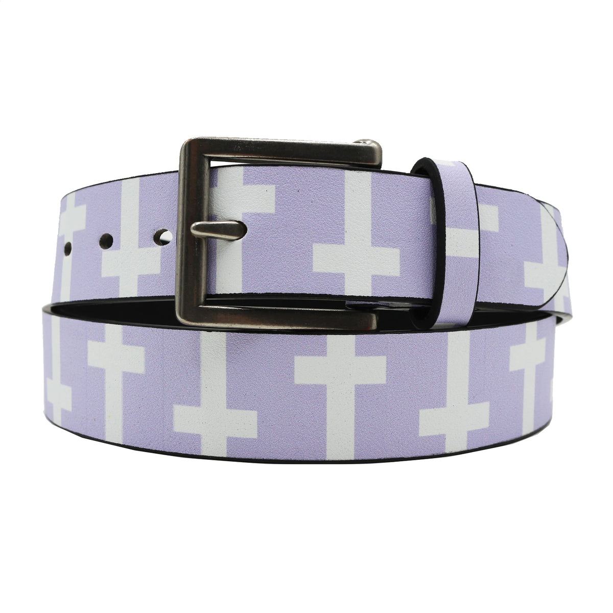 Scene Purple Geometric Cross Pattern PU Belt with Metal Buckle