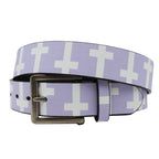 Scene Purple Geometric Cross Pattern PU Belt with Metal Buckle