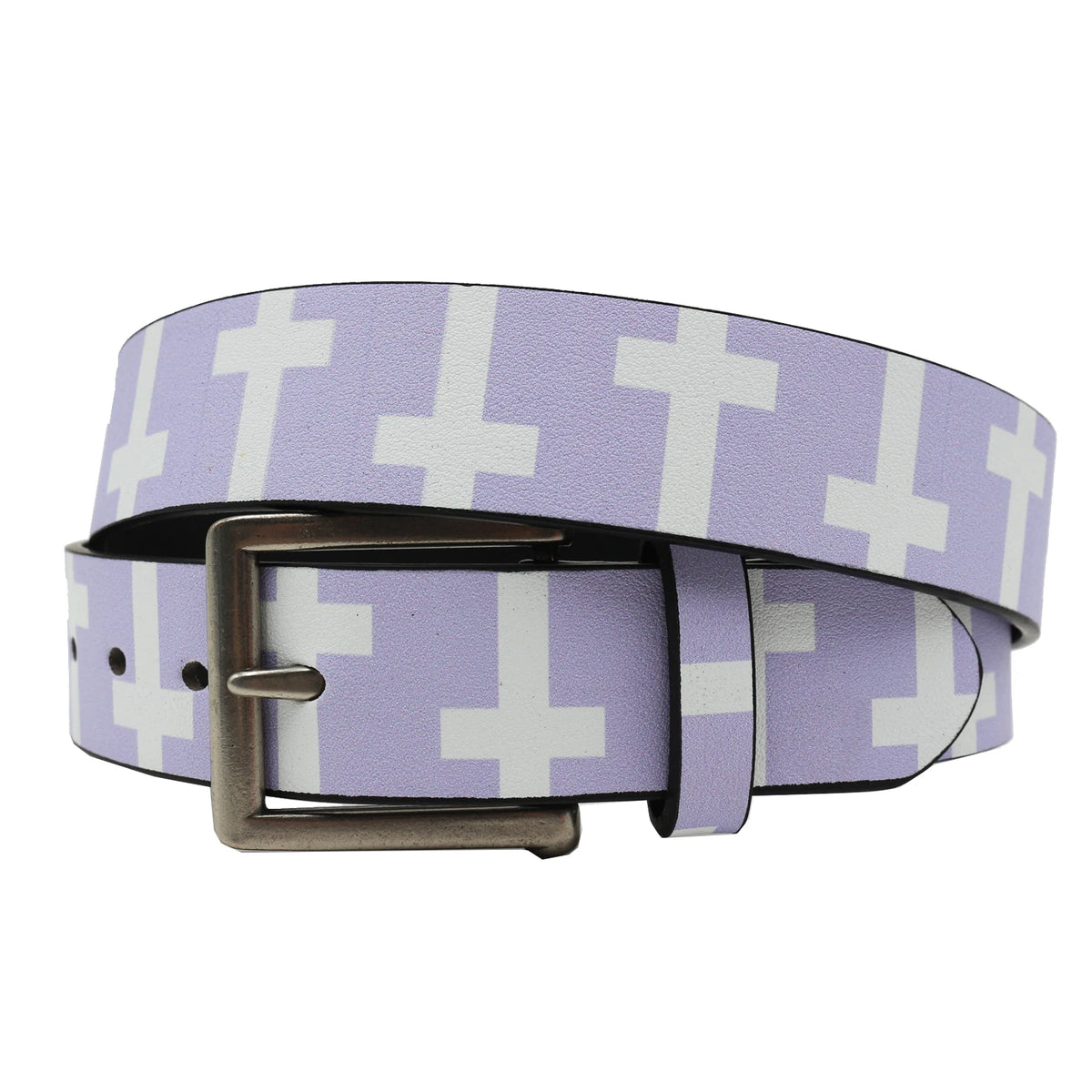 Scene Purple Geometric Cross Pattern PU Belt with Metal Buckle