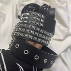 Scene Pink Leopard-Print Pyramid Stud PU Belt