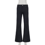 Scene Women’s Black Pinstripe Low-Rise Bootcut Jeans