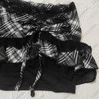 Scene Women's Black and White Plaid Lace-Trim Mini Skirt