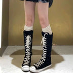 Scene Women's Knee-High Canvas Lace-Up Boots