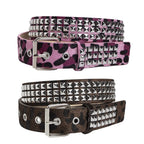 Scene Studded Animal-Print PU Belt with Pin Buckle